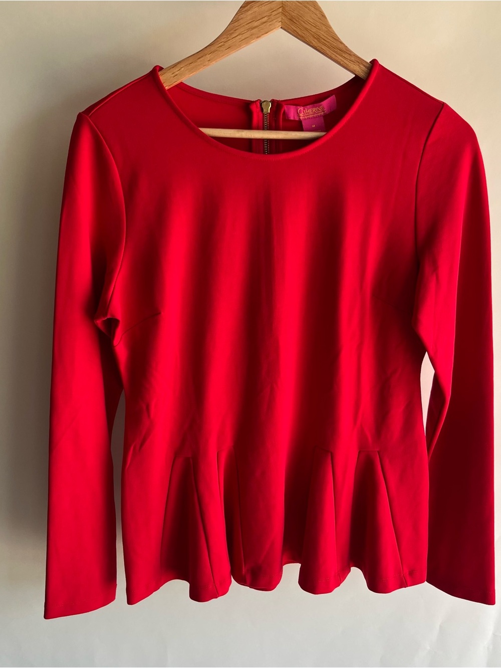 Catherine Malandrino Shirt Top Blouse Red Sz Med New NWT Quincelong Sleeve